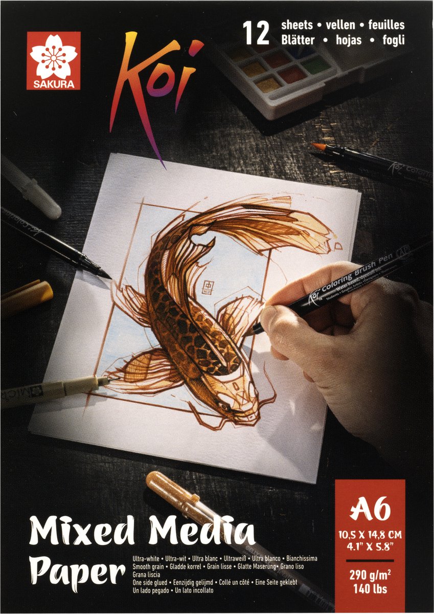 Koi Mixed media papier | 10,5 x 14,8 cm (A6), 290 g, 12 vellen